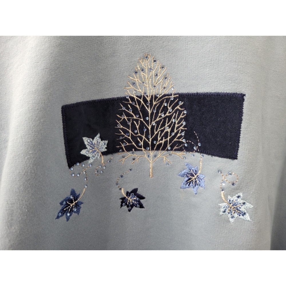 Decorated Originals Sweatshirt Light Blue Tree Leaves Design Size 3XL Excellent - Picture 2 of 5